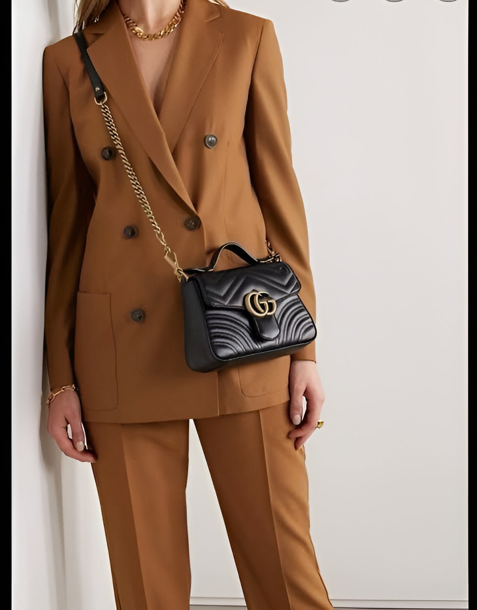Gucci GG Black Leather Marmont Cross Shoulder Bag