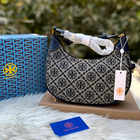T Monogram Crescent Shoulder Bag