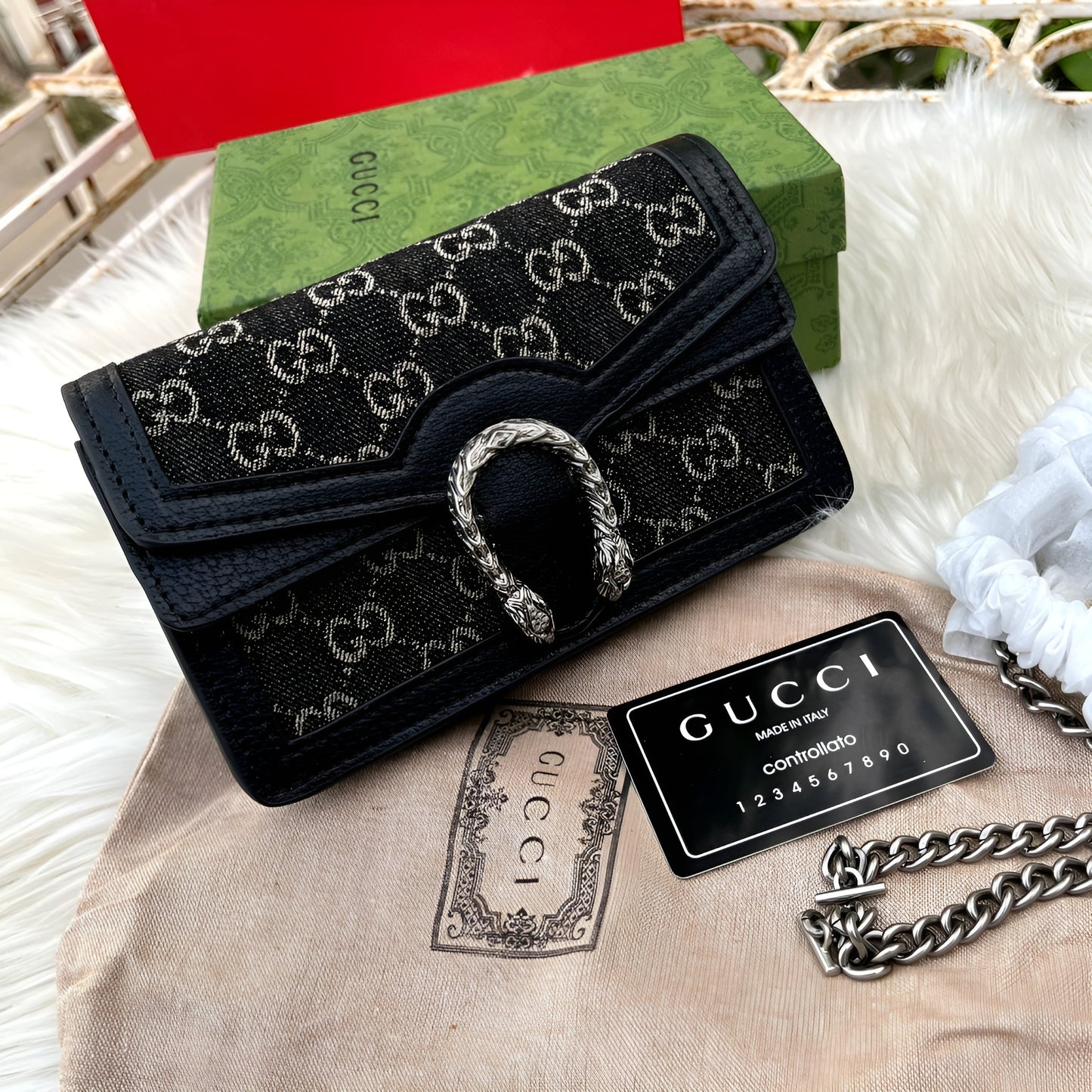 GUCCI DIONYSUS MINI GG LEATHER MATERIAL