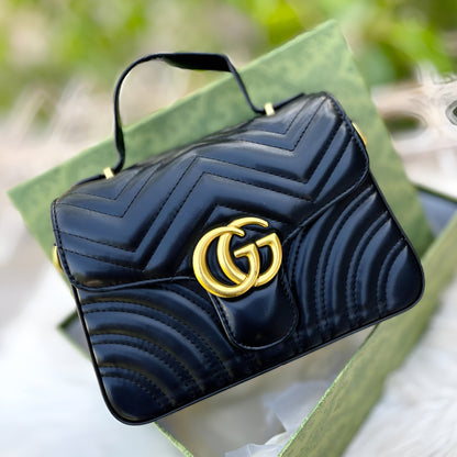 Gucci GG Black Leather Marmont Cross Shoulder Bag