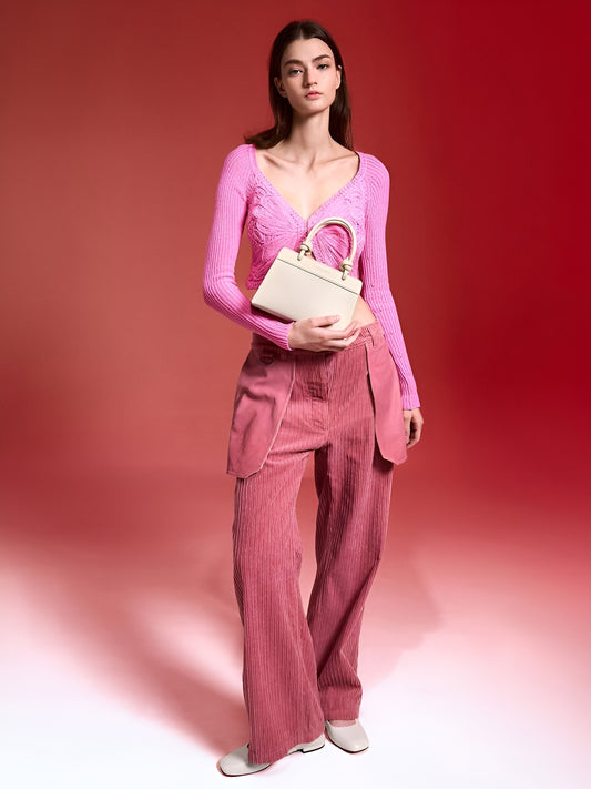 CHARLES & KEITH Taupe Harper Structured Top Handle Bag