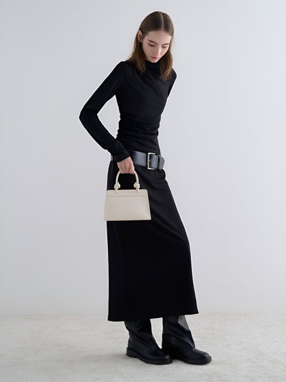 CHARLES & KEITH Taupe Harper Structured Top Handle Bag